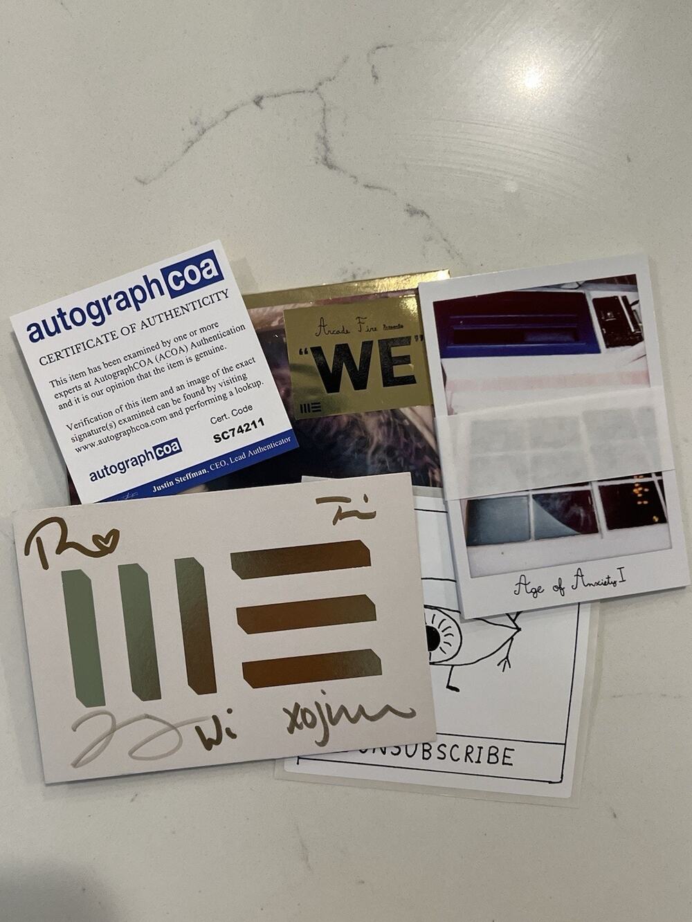 ARCADE FIRE SIGNED AUTOGRAPH WE CD ALBUM AUTO SIGNATURE COA ACOA #3